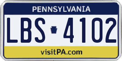 PA license plate LBS4102