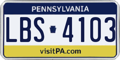 PA license plate LBS4103