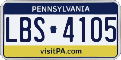 PA license plate LBS4105
