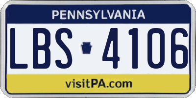 PA license plate LBS4106