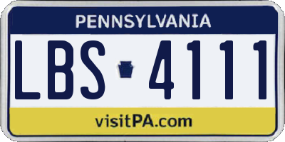 PA license plate LBS4111