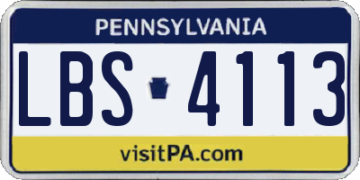 PA license plate LBS4113