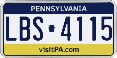 PA license plate LBS4115