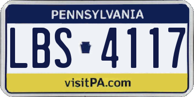 PA license plate LBS4117