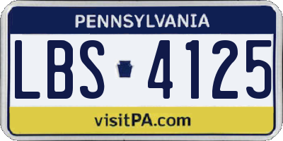 PA license plate LBS4125