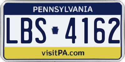 PA license plate LBS4162