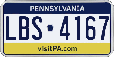 PA license plate LBS4167