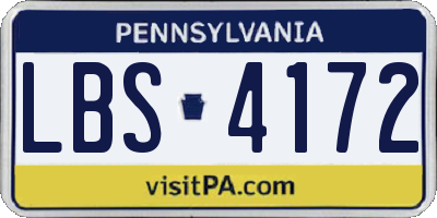 PA license plate LBS4172