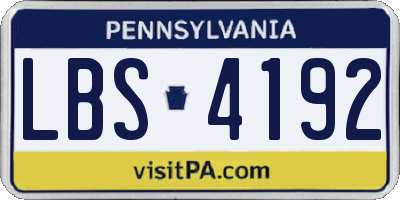 PA license plate LBS4192