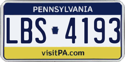 PA license plate LBS4193