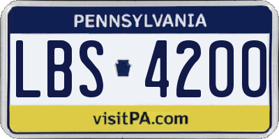PA license plate LBS4200