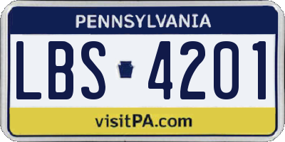 PA license plate LBS4201
