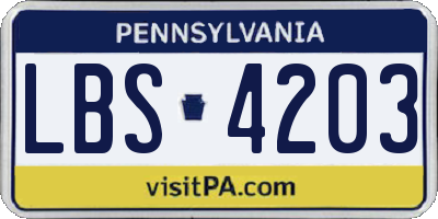 PA license plate LBS4203
