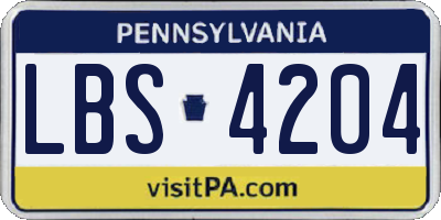 PA license plate LBS4204