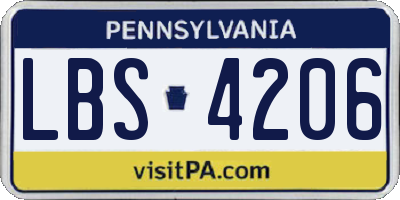 PA license plate LBS4206