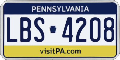 PA license plate LBS4208