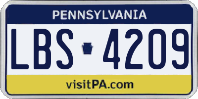 PA license plate LBS4209