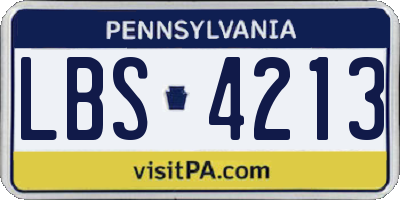 PA license plate LBS4213