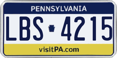 PA license plate LBS4215