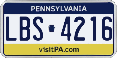PA license plate LBS4216