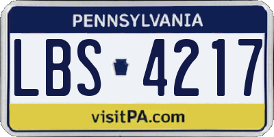 PA license plate LBS4217