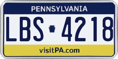 PA license plate LBS4218