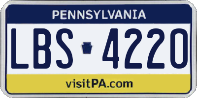 PA license plate LBS4220