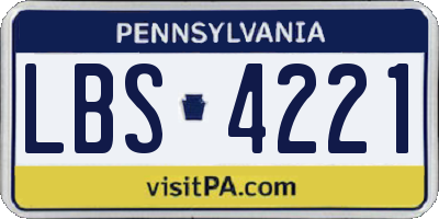 PA license plate LBS4221