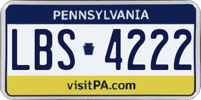 PA license plate LBS4222