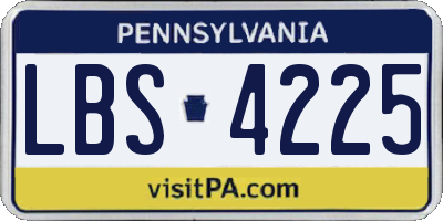 PA license plate LBS4225