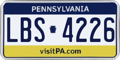 PA license plate LBS4226