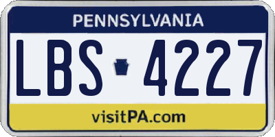 PA license plate LBS4227