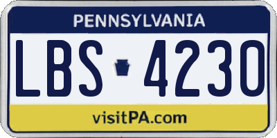 PA license plate LBS4230