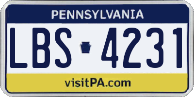 PA license plate LBS4231