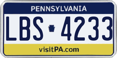 PA license plate LBS4233