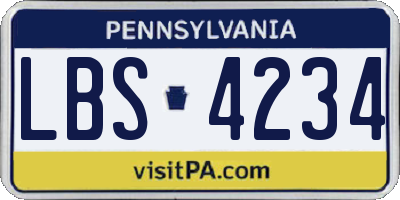 PA license plate LBS4234