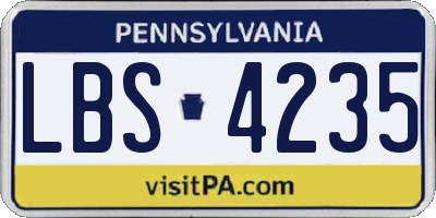 PA license plate LBS4235