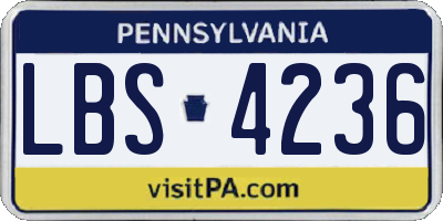 PA license plate LBS4236