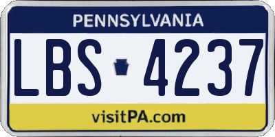 PA license plate LBS4237