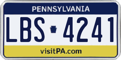 PA license plate LBS4241