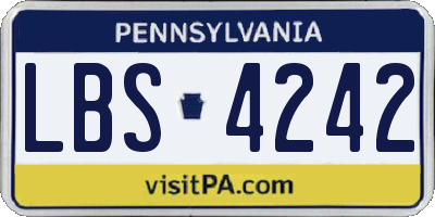 PA license plate LBS4242