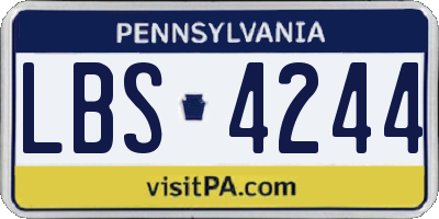 PA license plate LBS4244