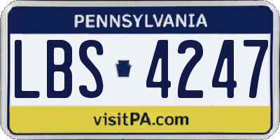 PA license plate LBS4247