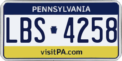 PA license plate LBS4258