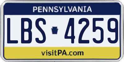 PA license plate LBS4259