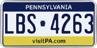 PA license plate LBS4263