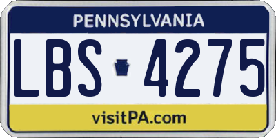 PA license plate LBS4275
