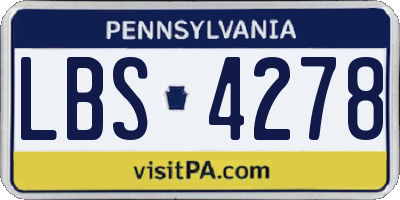PA license plate LBS4278