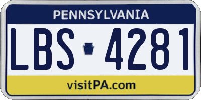 PA license plate LBS4281
