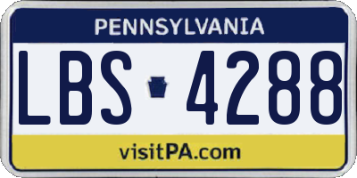 PA license plate LBS4288